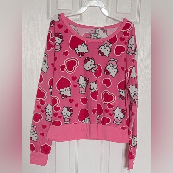 Hello Kitty Kids (Size Small) Pink Fleece Long Sleeve Pyjama Top/Sweatshirt - Picture 1 of 11